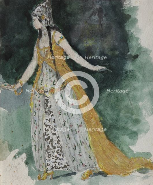 Lyudmila. Costume design for the opera Ruslan and Lyudmila by M. Glinka. Artist: Serov, Valentin Alexandrovich (1865-1911)