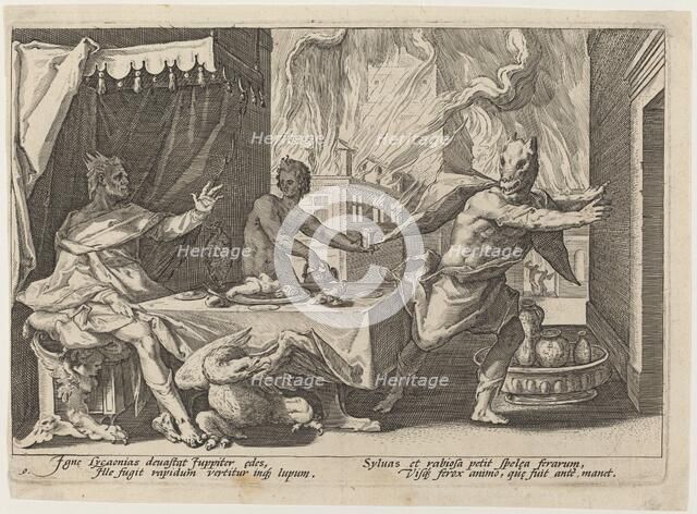 Lycaon Changed into a Wolf, 1589. Creator: Goltzius, Workshop of Hendrick, after Hendrick Gol.