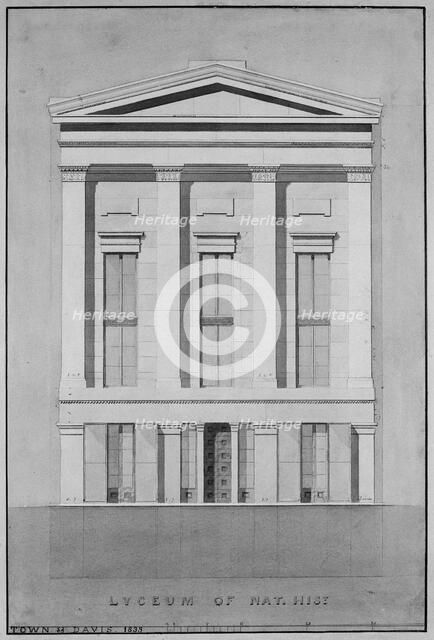 Lyceum of Natural History, New York (front elevation), 1835. Creator: Alexander Jackson Davis.