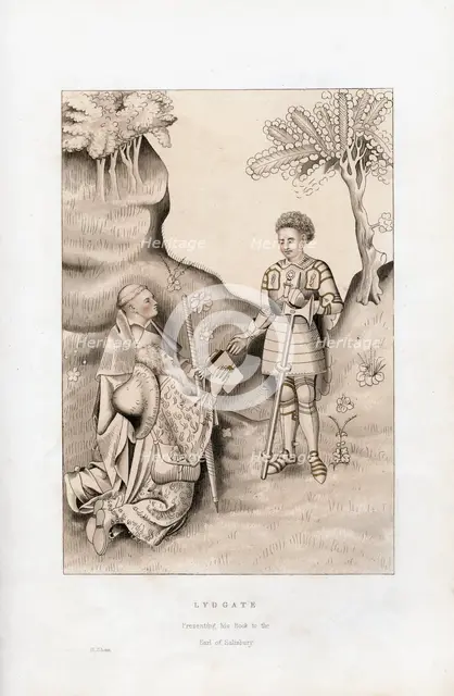 Lydgate presenting his book to the Earl of Salisbury, 1426, (1843).Artist: Henry Shaw