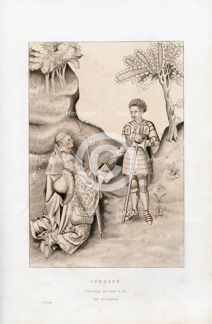 Lydgate presenting his book to the Earl of Salisbury, 1426, (1843).Artist: Henry Shaw