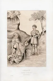 Lydgate presenting his book to the Earl of Salisbury, 1426, (1843).Artist: Henry Shaw