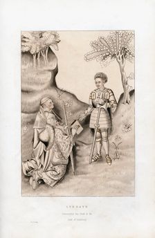 Lydgate presenting his book to the Earl of Salisbury, 1426, (1843).Artist: Henry Shaw