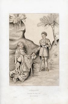 Lydgate presenting his book to the Earl of Salisbury, 1426, (1843).Artist: Henry Shaw