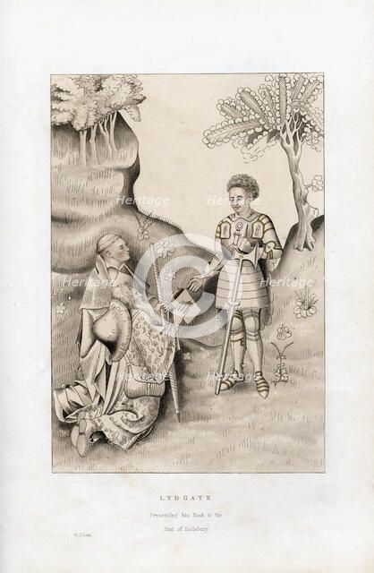 Lydgate presenting his book to the Earl of Salisbury, 1426, (1843).Artist: Henry Shaw