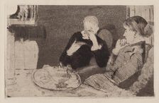 Lydia and Her Mother at Tea, 1882. Creator: Mary Cassatt