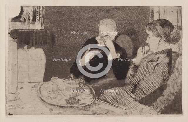 Lydia and Her Mother at Tea, 1882. Creator: Mary Cassatt.