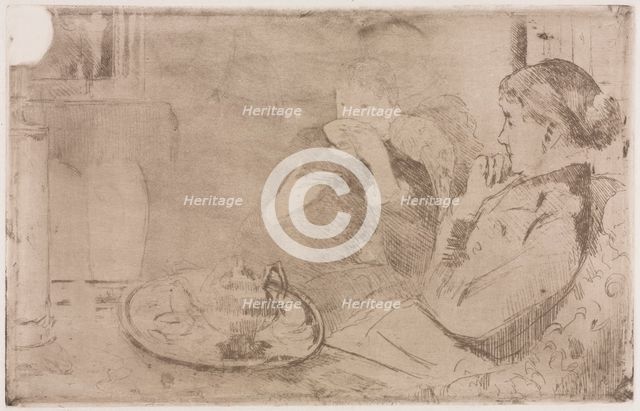 Lydia and her Mother at Tea, c. 1880. Creator: Mary Cassatt (American, 1844-1926).