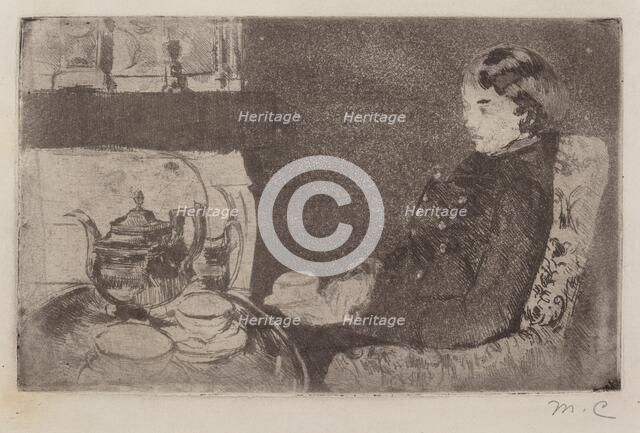 Lydia at Afternoon Tea, 1882. Creator: Mary Cassatt.