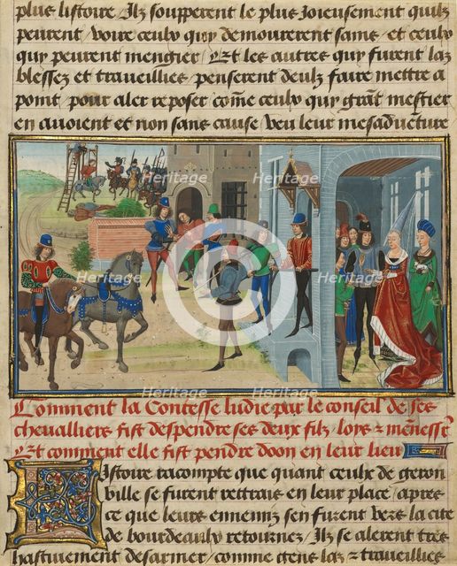 Lydia Ordering the Death of her Sons, written 1463-1465; illuminated 1467-1472. Creators: Loyset Liedet, Pol Fruit.