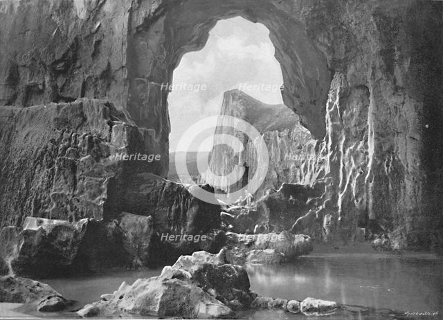 'Lydstep Natural Arch, Tenby', c1896. Artist: Harvey Barton.