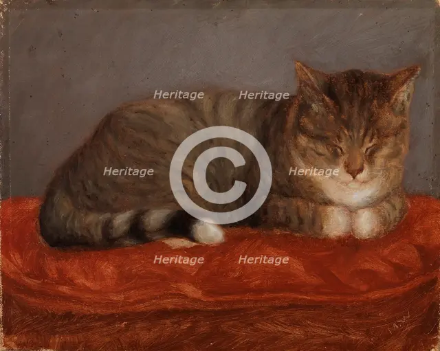 Lying cat, Mosse, 1872-1873. Creator: Maria Wiik.