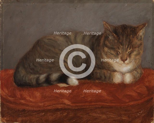 Lying cat, Mosse, 1872-1873. Creator: Maria Wiik.