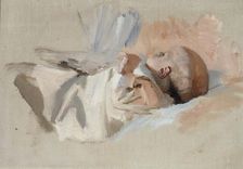 Lying child, sketch for the painting Christmas morning, 1888. Creator: Albert Edelfelt