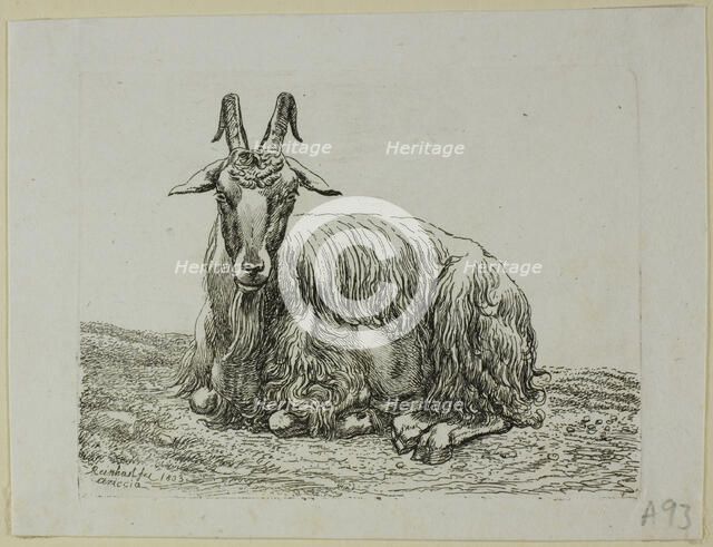 Lying Goat, from Die Zweite Thierfolge, 1800. Creator: Johann Christian Reinhart.