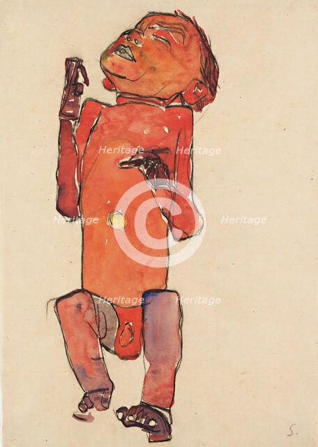 Lying Newborn, 1910. Creator: Schiele, Egon (1890-1918).