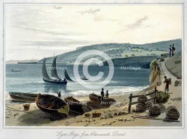 'Lyme Regis, from Charmouth, Dorset', 1814-1825. Creator: William Daniell.