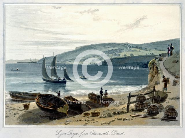 'Lyme Regis, from Charmouth, Dorset', 1814-1825. Creator: William Daniell.