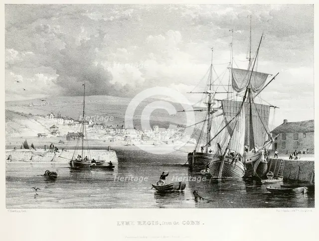 'Lyme Regis from the Cobb', Dorset, 1835. Artist: Unknown.
