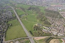 Lynchet and ditch earthwork remains and landscape park at Stoke Park, Bristol, 2018. Creator: Historic England Staff Photographer