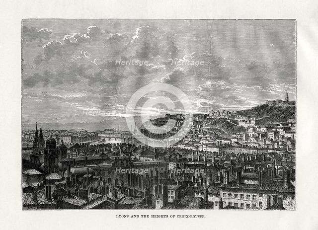Lyon and the heights of Croix-Rousse, France, 1879. Artist: Hildibrand