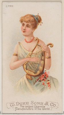 Lyre, from the Musical Instruments series (N82) for Duke brand cigarettes, 1888., 1888. Creator: Schumacher & Ettlinger