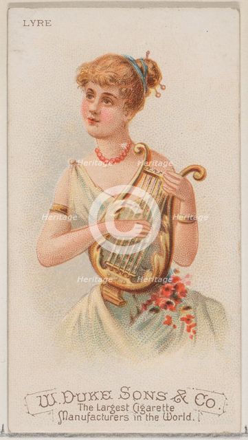 Lyre, from the Musical Instruments series (N82) for Duke brand cigarettes, 1888., 1888. Creator: Schumacher & Ettlinger.