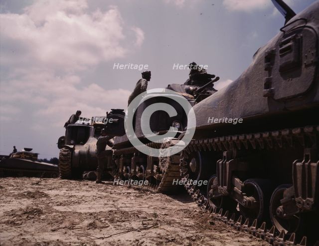 M-3 and M4 tank company at bivouac, Ft. Knox, Ky., 1942. Creator: Alfred T Palmer.