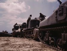 M-3 and M4 tank company at bivouac, Ft. Knox, Ky., 1942. Creator: Alfred T Palmer