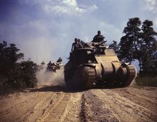 M-3 tanks in action, Ft. Knox, Ky., 1942. Creator: Alfred T Palmer
