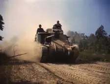 M-3 tanks in action, Ft. Knox, Ky., 1942. Creator: Alfred T Palmer