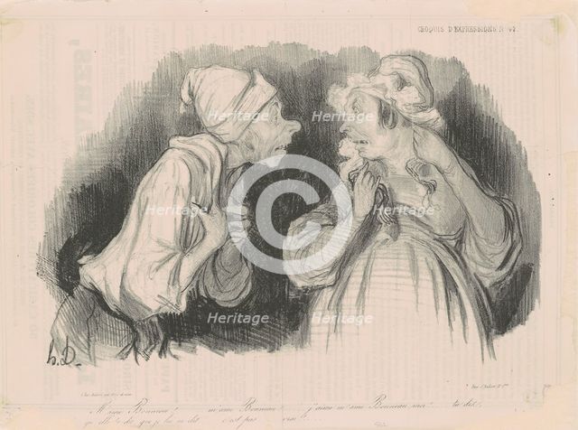 M'ame Bonneau... J'aime m'ame Bonneau moi!..., 19th century. Creator: Honore Daumier.
