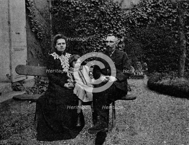 'M. and Mme Curie in the garden of their Paris house', c1902, (1903). Artist: Paris Ellis.