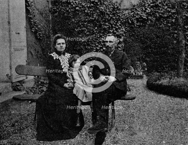'M. and Mme Curie in the garden of their Paris house', c1902, (1903). Artist: Paris Ellis.