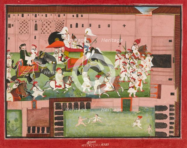 M. Balwant Singh with Colonel Borthwick, dated 1825. Creator: Baijnath.