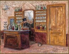 M. Baudy Behind his Desk at the Hotel Baudy, 1888. Creator: John Leslie Breck