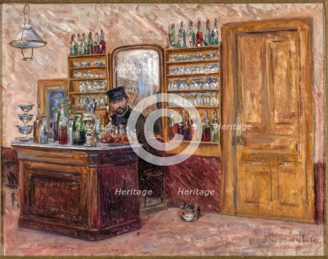M. Baudy Behind his Desk at the Hotel Baudy, 1888. Creator: John Leslie Breck.