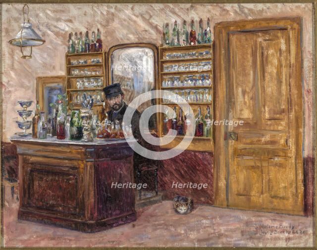 M. Baudy Behind his Desk at the Hotel Baudy, 1888. Creator: John Leslie Breck.