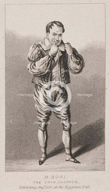 M. Boai, the Chin Chopper. Exhibiting August 1830 at the Egyptian Hall, 1830.  Creator: Unknown.