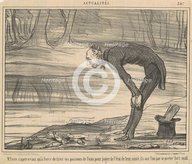 M. Coste, s'apercevant qu'a force de tirer, 19th century. Creator: Honore Daumier.