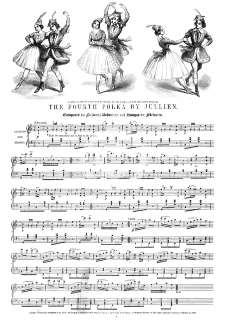 M.elle Carlotta Grisi and M. Perrot in the Polka, at Her Majesty's Theatre, 1844. Creator: Unknown.