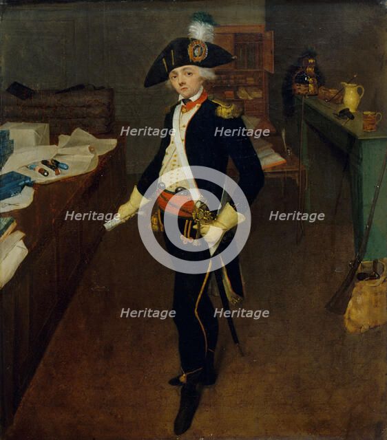 M. Estellé, marchand de galons rue Saint-Honoré, en uniforme de capitaine des chasseurs..., 1790. Creator: Jean-Marie Hooghstoel.