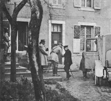 M. Poincare a Verdun; arrivee du President de la Republique au poste de commandement..., 1916. Creator: Unknown