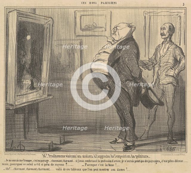 M. Prudhomme visitant les ateliers à l'approche de l'exposition de peinture, c1855. Creator: Honore Daumier.