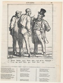 M'sieu l'maire quoi donc que c'est qu'un bibiscite?, 1870. Creator: Honore Daumier