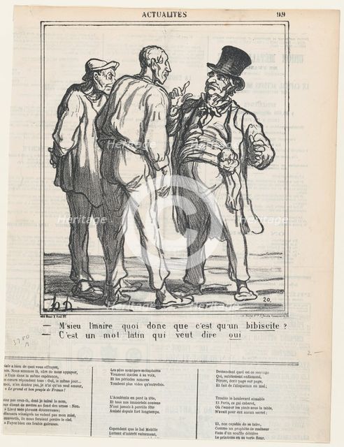 M'sieu l'maire quoi donc que c'est qu'un bibiscite?, 1870.  Creator: Honore Daumier.