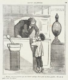 M'sieu, vous ne pourriez pas me donner quelque chose pour me faire grandir, afin que..., 1870. Creator: Cham