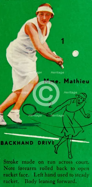 'Mme. Mathieu - Backhand Drive', c1935. Creator: Unknown.