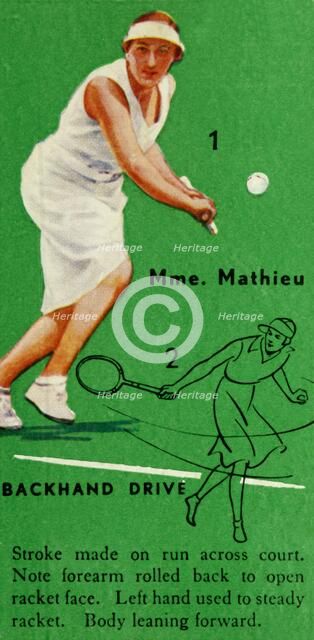 'Mme. Mathieu - Backhand Drive', c1935. Creator: Unknown.