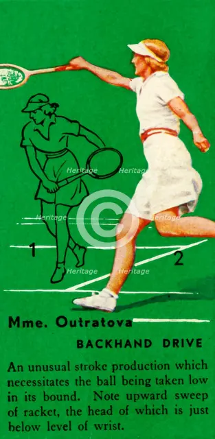 'Mme. Outratova - Backhand Drive', c1935. Creator: Unknown.